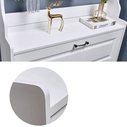 Set Mobilier Hol Alb, Pantofar Slim 3 Sertare și Cuier, Stil Scandinav, 85x24x208 cm