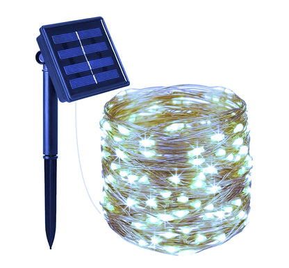 Ghirlanda Luminoasa Solara din Cupru - 100 LED-uri, 10m, Rezistenta Exterior IP65