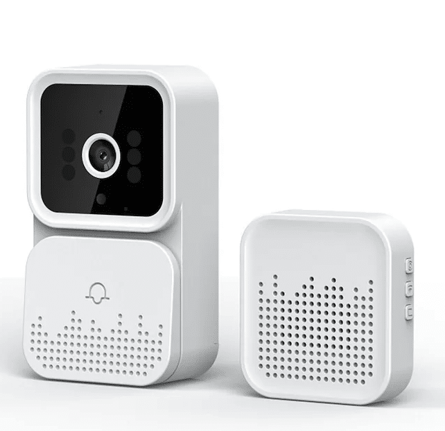 Sonerie inteligenta fara fir, distanta 30m, Wi-Fi, cu camera, schimbare de voce, stocare imagini in cloud, alb