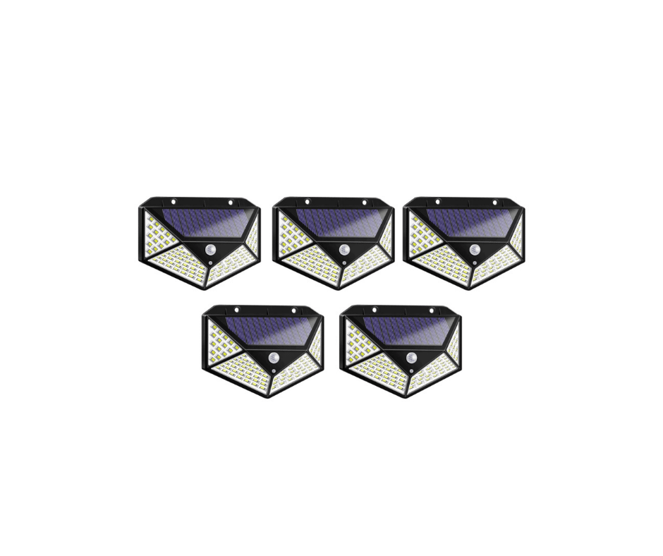 Set 5 Lampi ULTRA 100 LED Solare cu senzor de miscare si lumina 3 moduri ILUMINARE