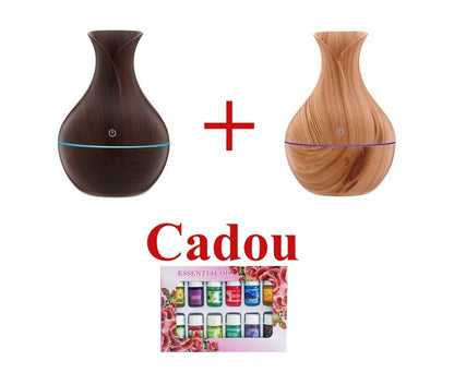 Pachet 1 + 1 Difuzor Aromaterapie cu ultrasunete si Umidificator cu led, 130 ml + Cadou 24 Esente Aromaterapie