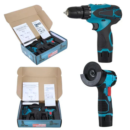 Set Polizor unghiular & Masina de gaurit cu impact 48V cu 2 baterii + 5 discuri cadou