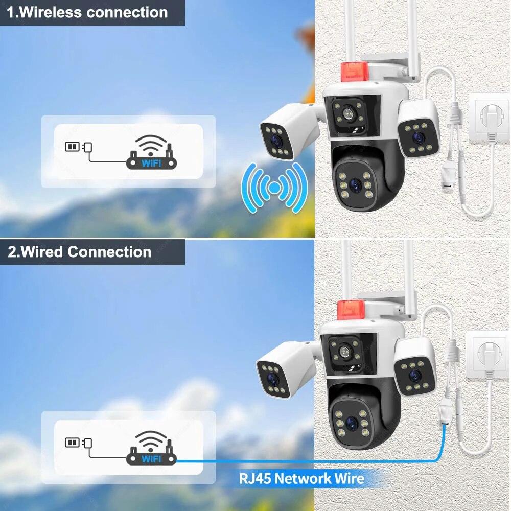 PACHET Lampa Solara cu Camera de Supraveghere XL SIM 4G + Camera de Supraveghere WIFI 5K, 12MP, 3 lentile, 3 ecrane + Card 128 GB + Cartelă YOXO!