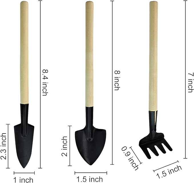 truse de grădinărit din metal Mini set de instrumente pentru plantarea ghivecilor, transplantarea și săparea (maro deschis și negru)