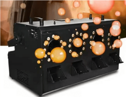Mașină Profesională de Baloane cu Fum – 4 Duze, DMX 8 Canale, LED RGB, Telecomandă Wireless, 1500W