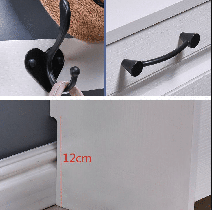 Set Mobilier Hol Alb, Pantofar Slim 3 Sertare și Cuier, Stil Scandinav, 85x24x208 cm