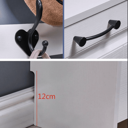 Set Mobilier Hol Alb, Pantofar Slim 3 Sertare și Cuier, Stil Scandinav, 85x24x208 cm