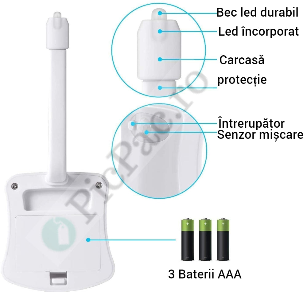 Lampa LED pentru toaleta cu senzor de miscare, 8 culori, rezistenta la apa - 8