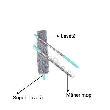 Mop Ultra-Plat cu Coada Telescopica pentru Spatii Inguste - Curatenie Perfecta sub Mobila - 7