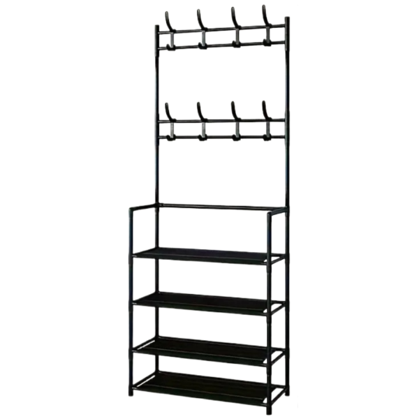 Pachet 1+1 Suport Cuier Triunghi pentru Haine cu 2 Rafturi - Design Modern din Otel Inoxidabil - 4