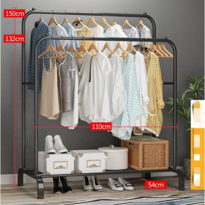 Organizator Dublu pentru Haine - 40 Umerase + Suport Pantofi - Otel Inoxidabil Anti-Coroziv