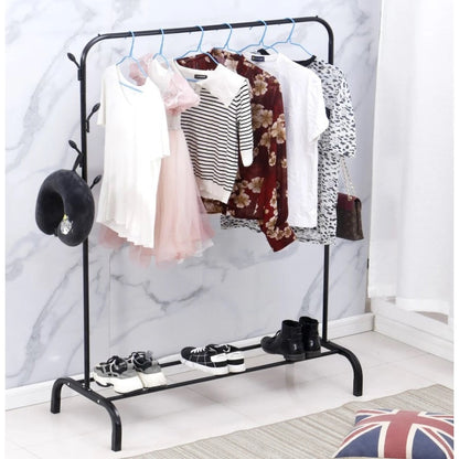 Suport Metalic pentru Umerase cu Cuier Lateral - Organizare Perfecta pentru Haine si Accesorii