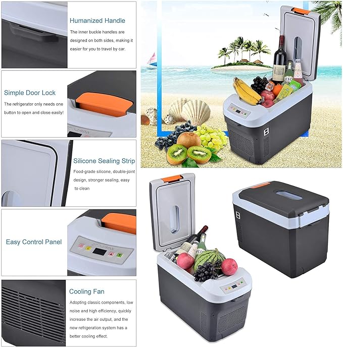 Mini frigider auto 25L, 12V DC / 220V AC Fructe Legume Bere Băuturi Frigider mic portabil, -5C+68C! Funcție de încălzire și răcire, pentru dormitor