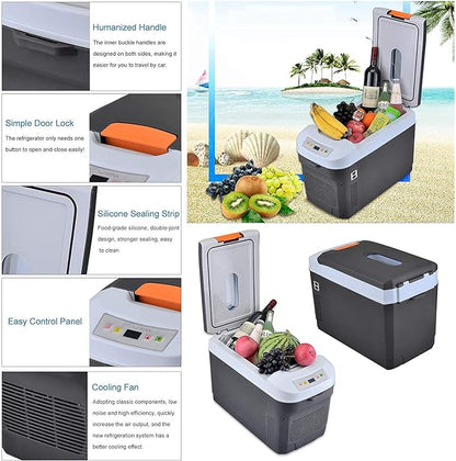 Mini frigider auto 25L, 12V DC / 220V AC Fructe Legume Bere Băuturi Frigider mic portabil, -5C+68C! Funcție de încălzire și răcire, pentru dormitor