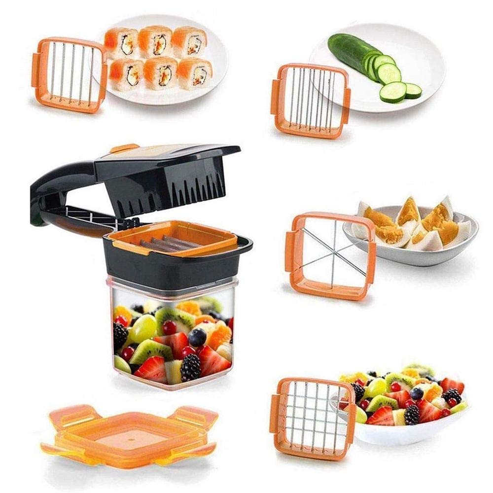 Feliator Manual Multifunctional cu 3 Lame - Cubulete, Felii si Sticks pentru Fructe si Legume