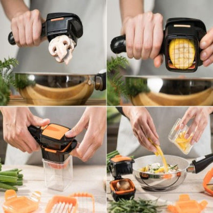 Feliator Manual Multifunctional cu 3 Lame - Cubulete, Felii si Sticks pentru Fructe si Legume