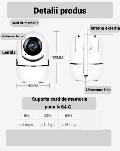 Camera Supraveghere Smart WiFi HD 720p - Wireless cu Viziune Nocturna - 14