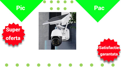 Camera Supraveghere Solara Autonoma WiFi 3MP - Rotire 360° cu Viziune Nocturna si Aplicatie Mobila