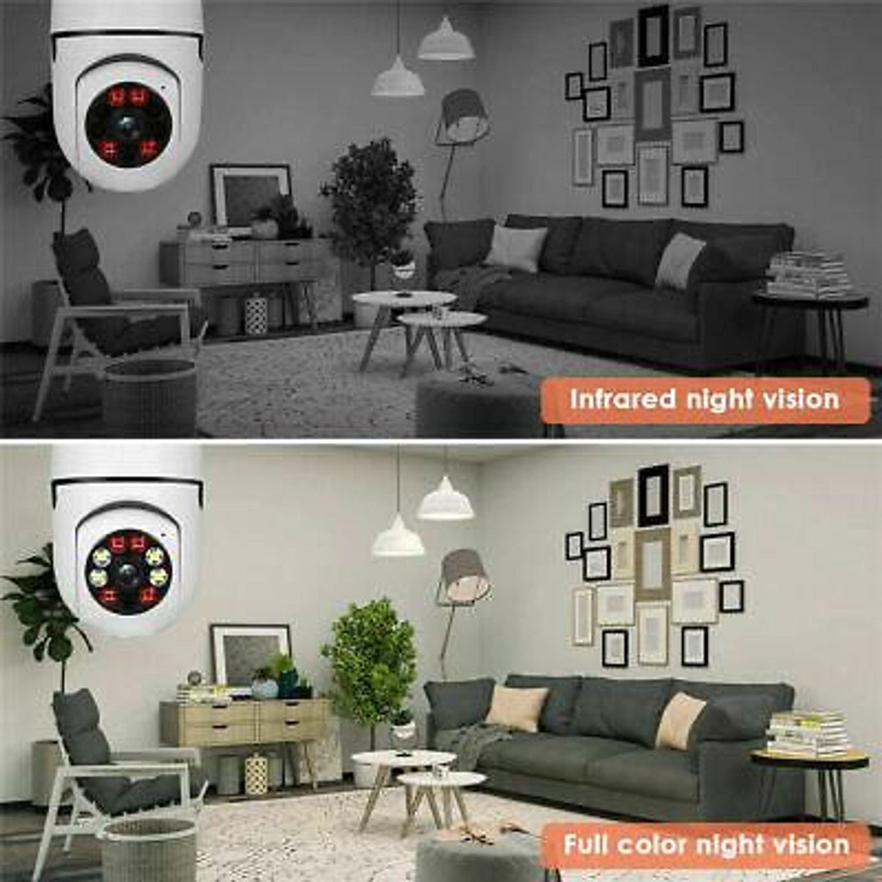 Camera de Supraveghere WiFi Tip Bec cu Rotire 355° Full HD - Senzor de Miscare PIR si Audio Bidirectional - 13