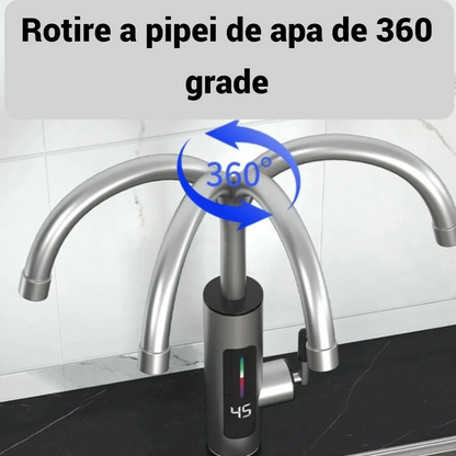 Robinet Electric Instant Inox 3000W - Apa Calda in Secunde, Display LED, Rotire 360°