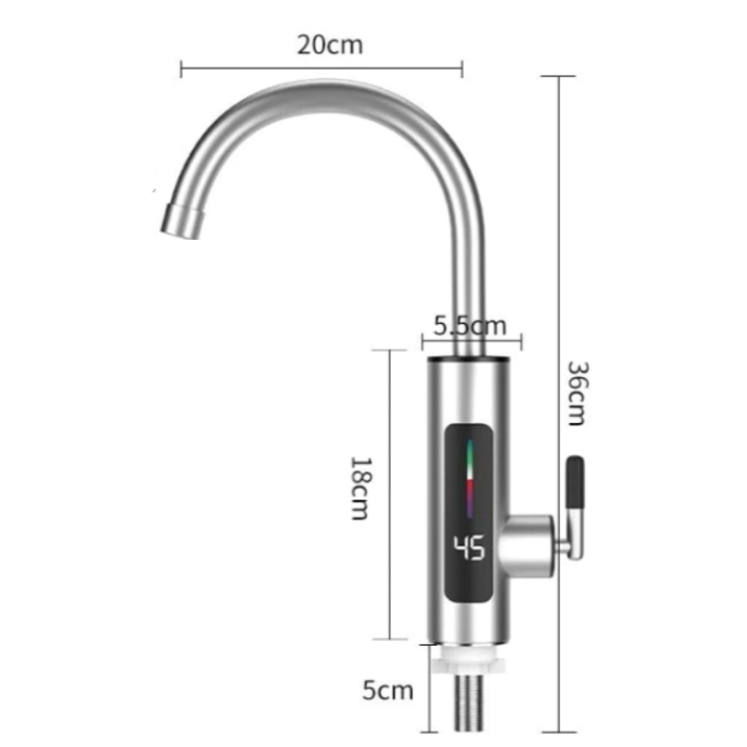 Robinet Electric Instant Inox 3000W - Apa Calda in Secunde, Display LED, Rotire 360°