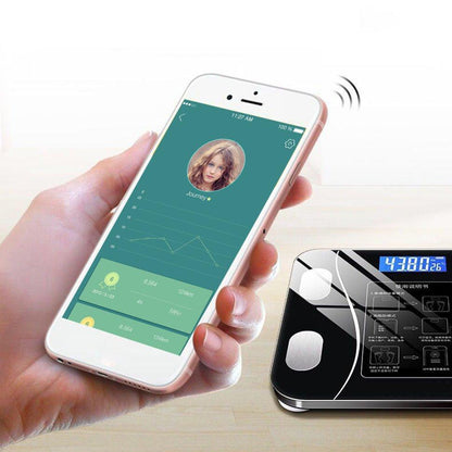 Cantar digital inteligent cu aplicatie Smart - Analizeaza greutatea, grasimea corporala si IMC