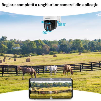 Camera de Supraveghere WiFi Exterior 4MP, Incarcare Solara, Night Vision, Rezistenta la Apa IP67, Detectare Miscare, Microfon si Difuzor Bidirectionale, Control Complet al Camerei prin Aplicatie