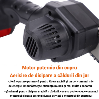 Mini Drujba cu Acumulator 4 inch - Set Complet cu 2 Lanturi, Portabila si Fara Fir