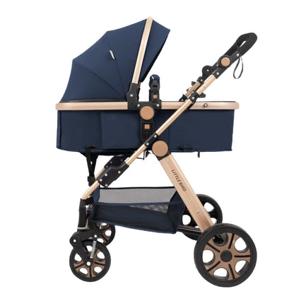 Carucior litle bird , cu suspensii , Albustru 2in1 transformabil landou-sport