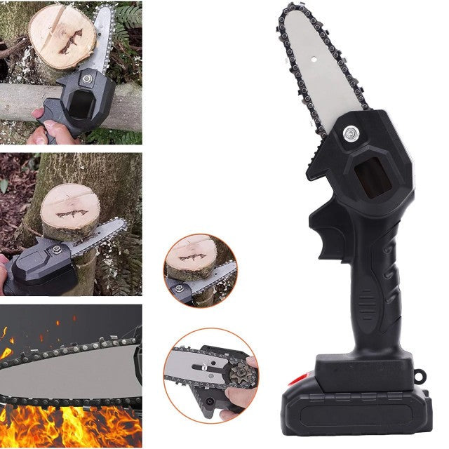Mini Drujba Fara Fir 6 Inch - Portabila cu 2 Acumulatori si 2 Lanturi de Rezerva