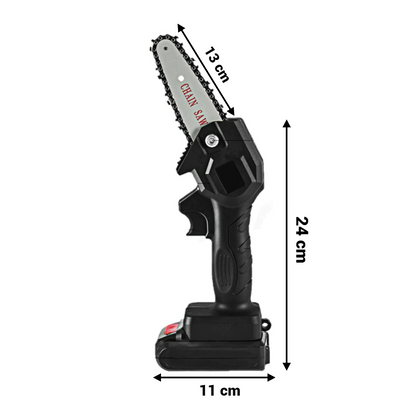 Lichidare de stoc. Mini drujba cu lant, fara fir, lama 4 inch, portabila , cu 2 acumulatori
