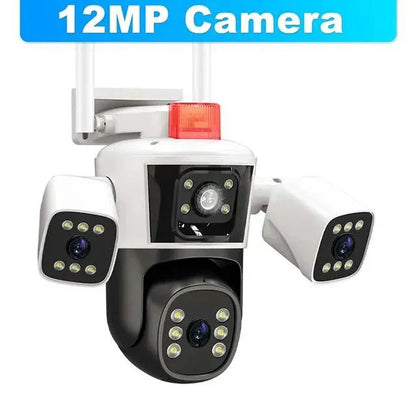 PACHET Lampa Solara cu Camera de Supraveghere XL SIM 4G + Camera de Supraveghere WIFI 5K, 12MP, 3 lentile, 3 ecrane + 2 x Card 128 GB + Cartela YOXO