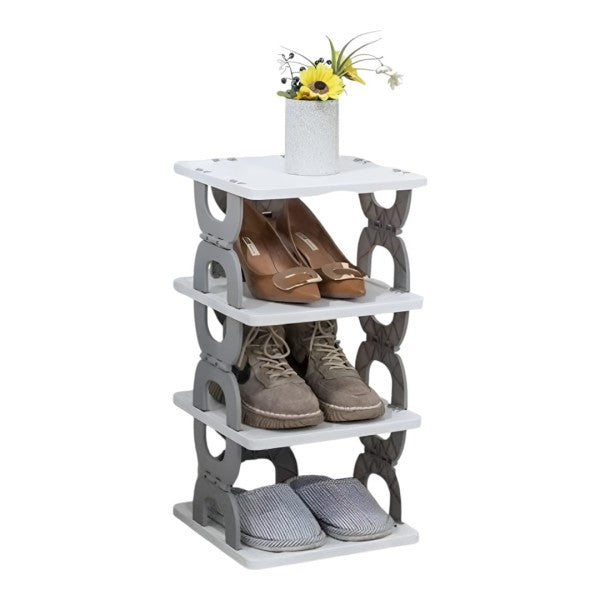 Pantofar inalt 7 etaje elegant alb - Organizare optima incaltaminte