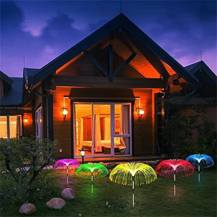 Set 2 Lampi Solare LED Tip Palmier RGB - Iluminat Decorativ Gradina