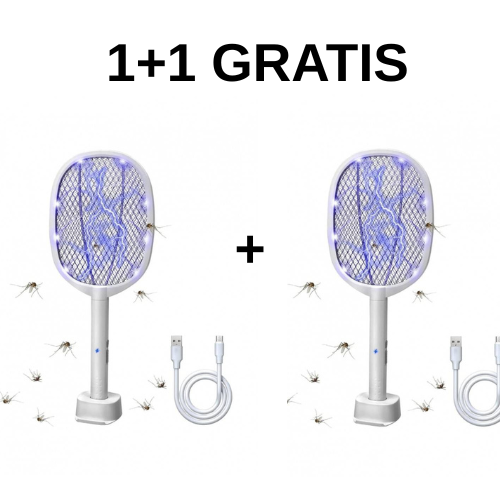 1 + 1 GRATIS ! Paleta electrica anti-insecte, incarcare USB, alb, 52 cm