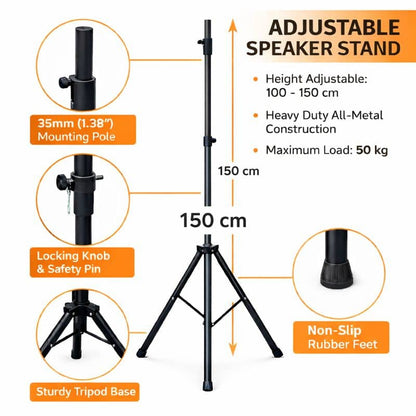 Suport metal tip trepied pentru boxe , greutate maxima 30 KG , extensie 1.5 Metri