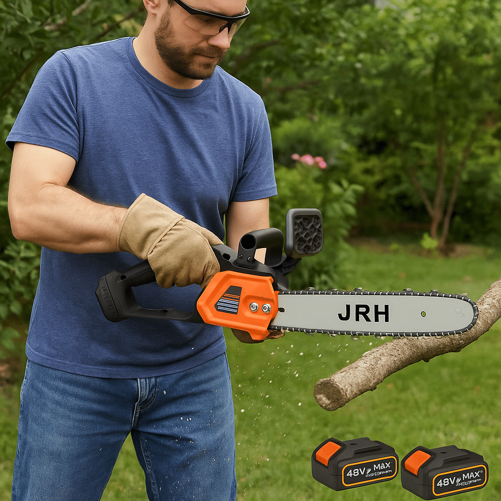 Drujba electrica JRH cu lant 12 inch, cu 2 Acumulatori, 48V, Lithium, 4800rpm, 305mm