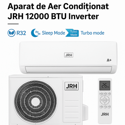 Aparat de Aer Condiționat JRH 12000 BTU Inverter – R32, Eco Friendly, Funcții Turbo &amp; Sleep, Control prin Telecomandă