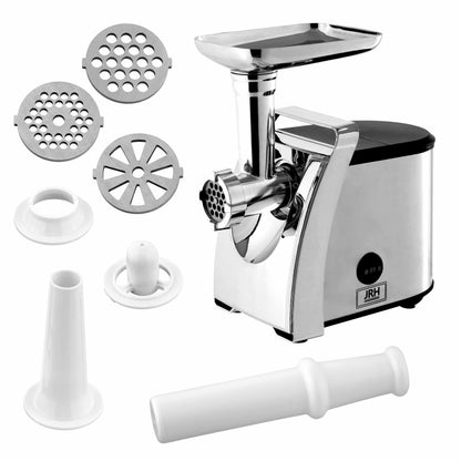 Mașină de tocat carne electrică JRH din inox – Putere mare, 3 site de tocare, accesorii cârnați