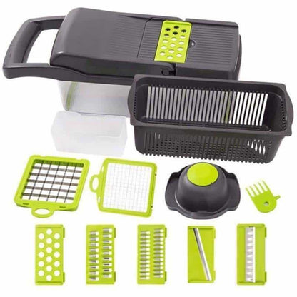 Razatoare multifunctionala 16 in 1JRH pentru legume, fructe, branzeturi, gri/verde