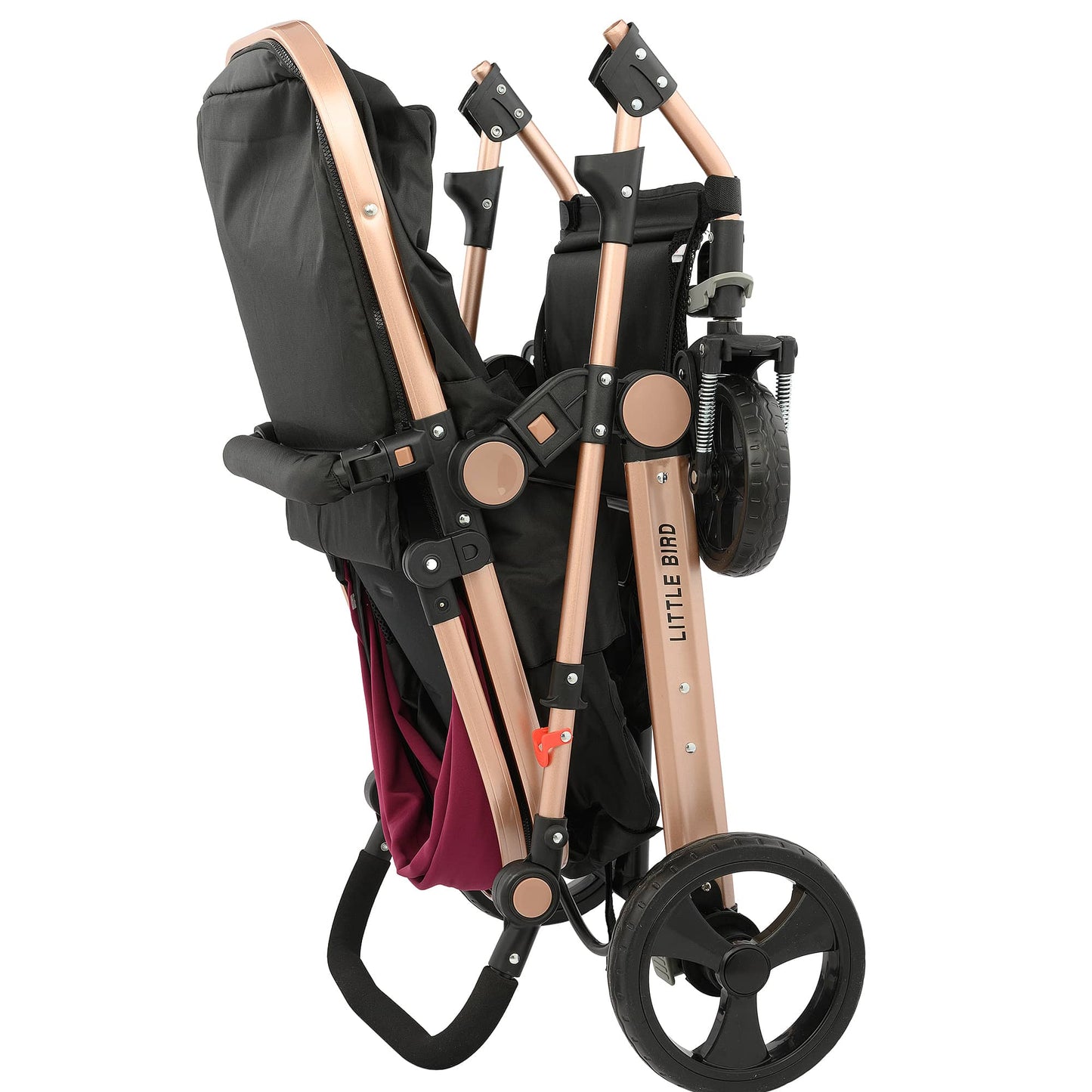 Carucior litle bird , cu suspensii , Red wine (rosu) 2in1 transformabil landou-sport
