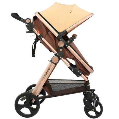 Carucior litle bird , cu suspensii , Maro (Beige) 2in 1 transformabil landou-sport