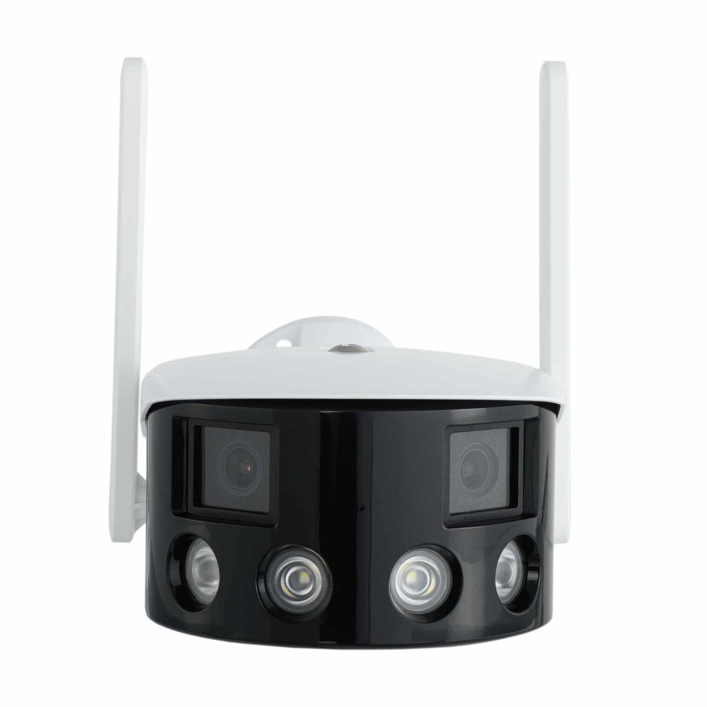 Camera de supraveghere WIFI EVKVO Q1-8X, 8MP, exterior/interior, Ultra HD 4K, lentila duala 180° Unghi de vizualizare ultra larg, zoom 5X, LED-uri luminoase, comunicare bidirectionala, senzor de miscare, Onvif, alb