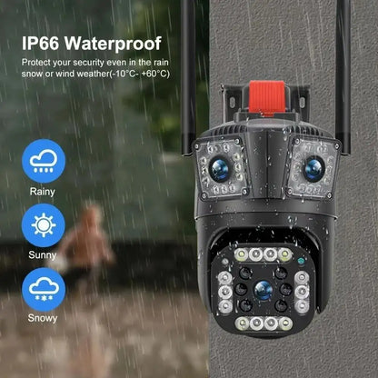 Cameră de Supraveghere Wi-Fi cu 2 Camere,1 senzor, 12mp, Zoom 10X, Detectare Mișcare și Alarmă, Control Complet prin Aplicație și Conectivitate Avansată
