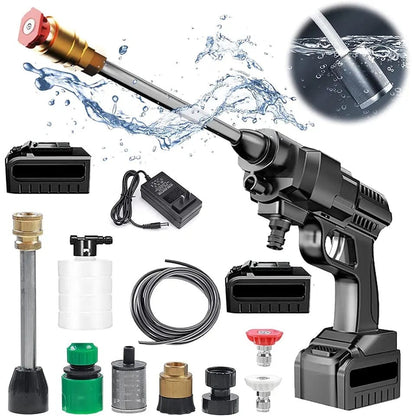 Dispozitiv De Spalat Cu Presiune, cu 2 Acumulatori, JRH®, Putere 240L/h, 25 bar, Maner Ergonomic, Recipient Spuma, 3 Jeturi Diferite, Geanta De Transport, Negru
