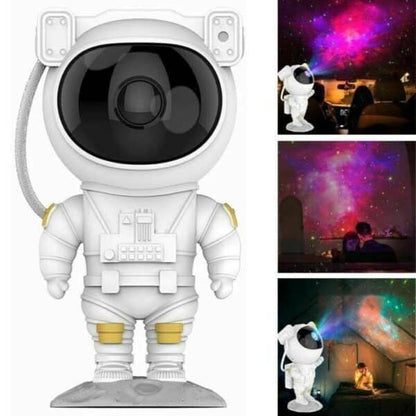 Proiector Laser Astronaut cu Joc de Lumini Aurora Boreala si Stele, Reglare 360, Timer, Setare Luminozitate, Telecomanda
