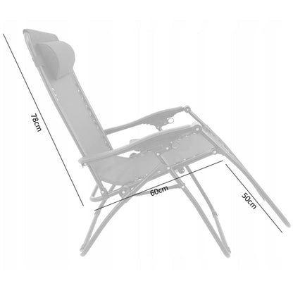 set 2xScaune Tip Sezlong Pliabil Gravitatie Zero Pentru Terasa, Gradina Sau Plaja , Tetiera, Suport Bauturi, Reglabil, Negru