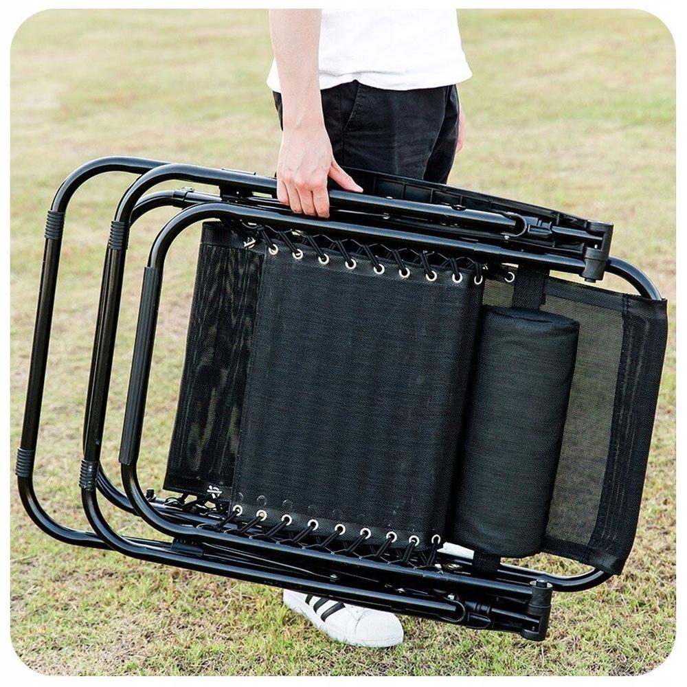 set 2xScaune Tip Sezlong Pliabil Gravitatie Zero Pentru Terasa, Gradina Sau Plaja , Tetiera, Suport Bauturi, Reglabil, Negru