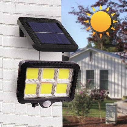 Proiector solar 120 LED COB senzor de lumina si miscare, negru ip 65