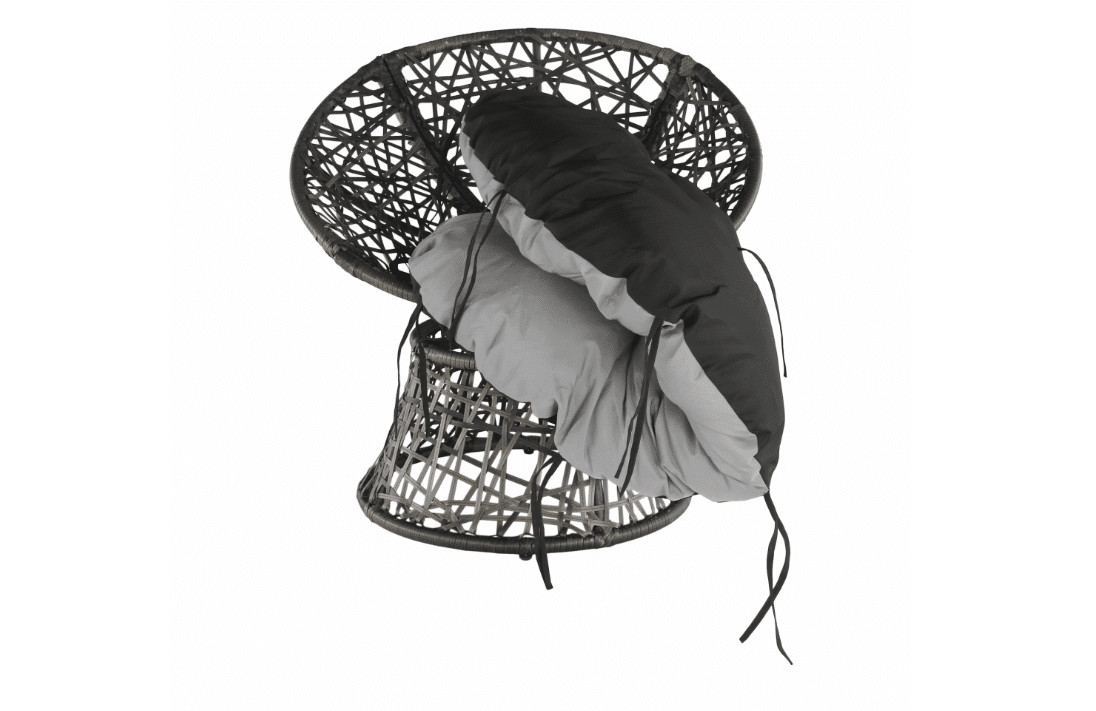 fotoliu de gradina,constructie din otel,material impletitura dinratan artificial, rotativ, perna de culoaregri deschis si negru,78 x 75 x 80 cm